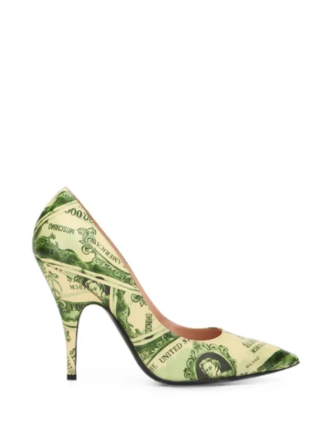 Moschino dollar-print pointed-toe pumps Green 048AC08M7