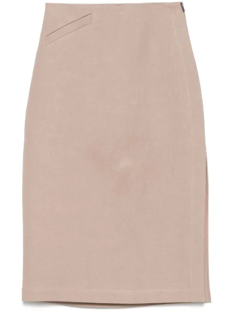 FENDI linen midi skirt Brown FQ7634AUOK