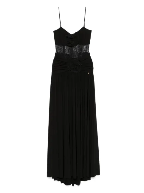 NISSA floral-appliqué maxi dress Black RS15658