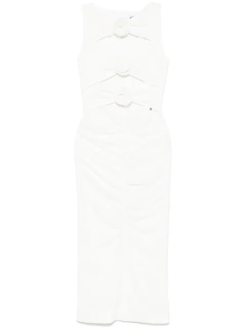 NISSA floral-appliqué midi dress White RS15613WHITE