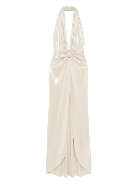 NISSA backless lamé maxi dress Neutrals RS14865