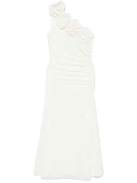 NISSA floral-appliqué midi dress White RS16045WHITE