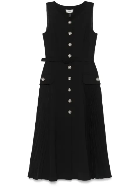 NISSA plissé-details midi dress Black RZ15651