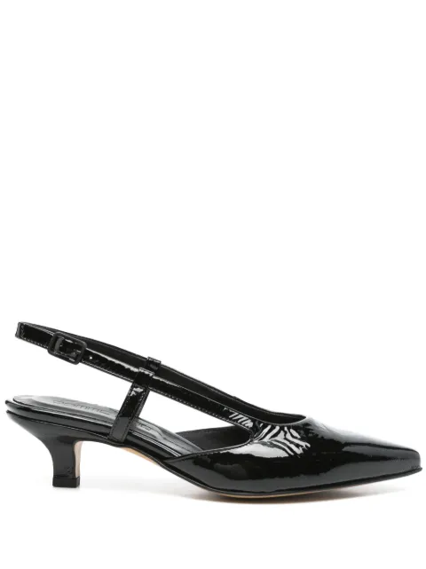 Pomme D´Or 40mm patent slingback pumps Black 4990