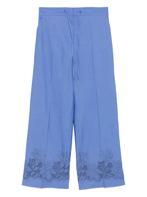 P.A.R.O.S.H. floral-embroidery trousers Blue D232444CIOCCOLATO