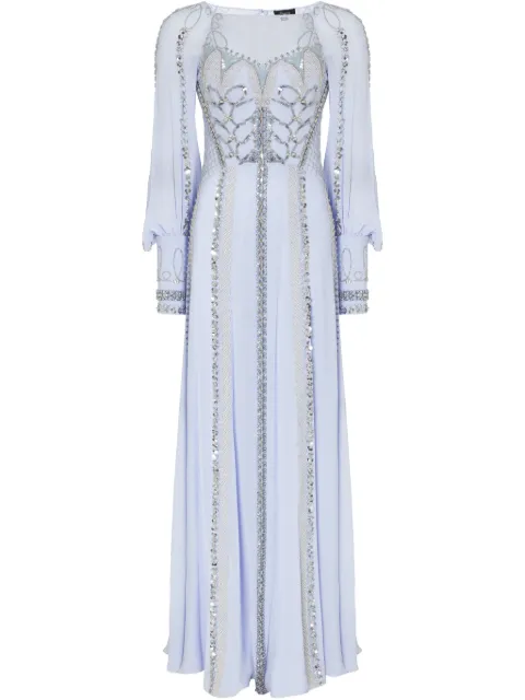 Temperley London long-sleeve maxi dress Blue 25SSSOF53348
