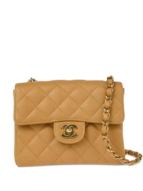 CHANEL Pre-Owned 2005 mini Classic Square Flap 17 shoulder bag Brown 9605495