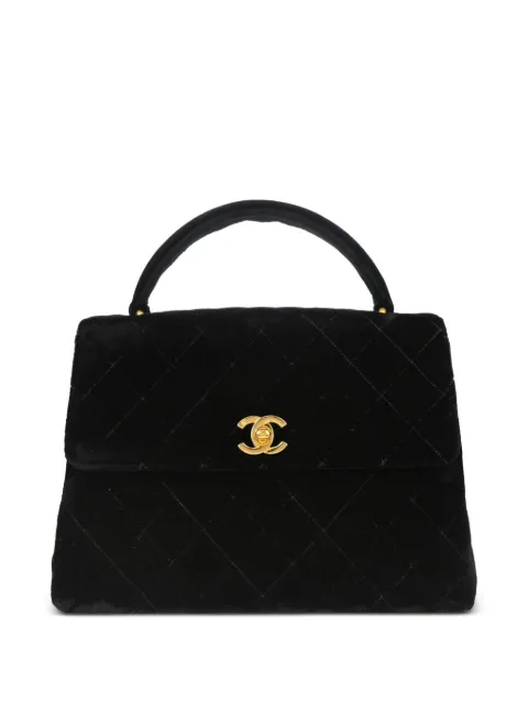CHANEL Pre-Owned 1997 CC Velvet handbag Black 4455616