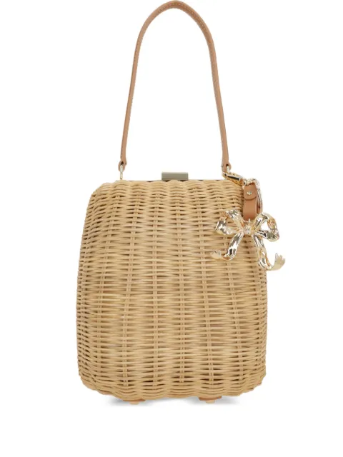 Self-Portrait rattan shoulder bag Neutrals SS25325ABR
