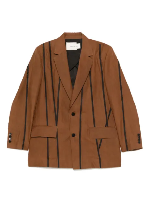 Feng Chen Wang stripe-detail blazer Brown FENG19JK02