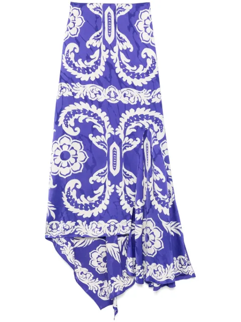 ETRO asymmetric midi skirt Blue WRFA011899SP4E4