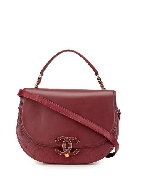 CHANEL Pre-Owned 2017-2018 Medium Calfskin Coco Curve Flap satchel Red YU5D0HP4JOTKHJQR