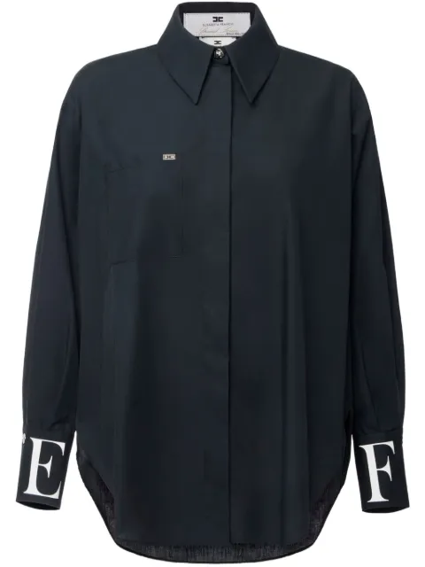 Elisabetta Franchi poplin shirt with logo on cuffs Black CAT6240EC