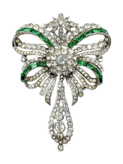 Jennifer Gibson Jewellery crystal-embellished brooch Silver JGJEMERALDBRO