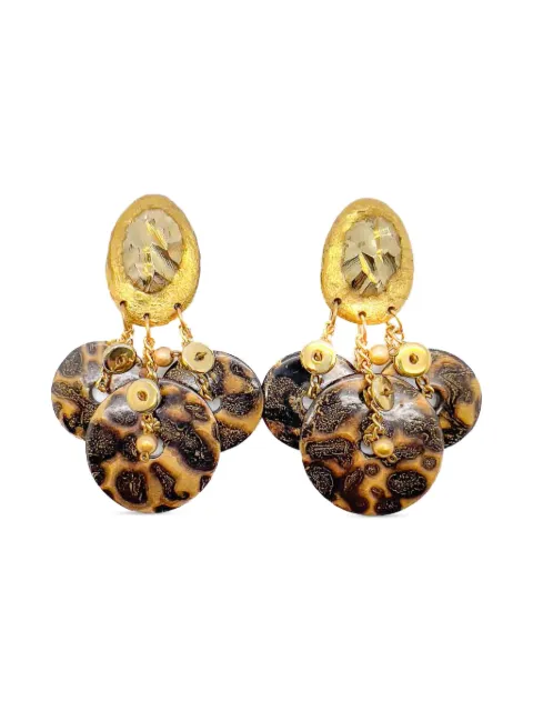 Jennifer Gibson Jewellery Vintage Ikarami clip-on earrings Brown JGJIKARAMIERG