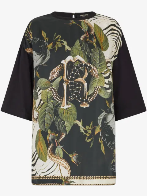 Roberto Cavalli floral-print t-shirt Green UKT6074QN80