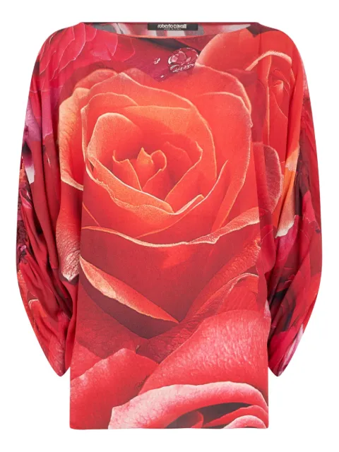 Roberto Cavalli rose-print blouse Red UKT726KWN48