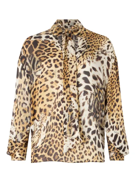 Roberto Cavalli Jaguar-print blouse Neutrals UKT712CTG34