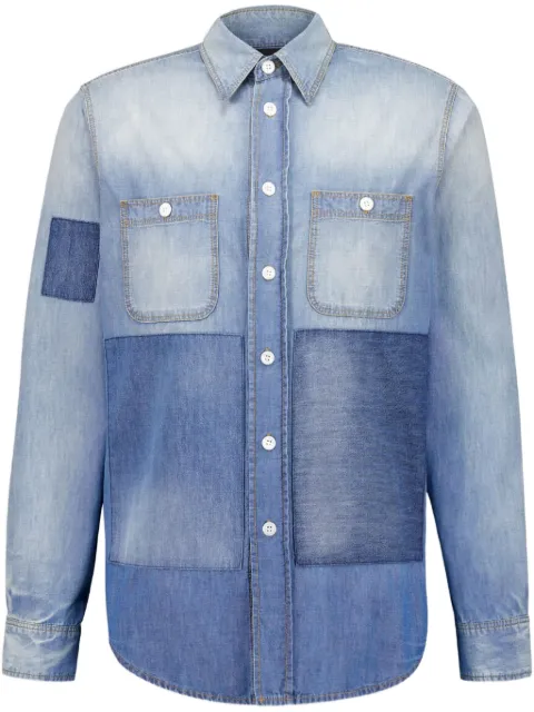 Givenchy patchwork denim shirt Blue BM613T5YCL