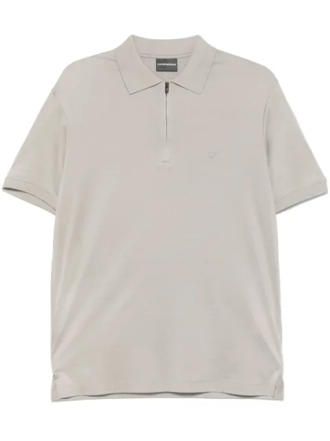 Emporio Armani logo-embroidered polo shirt Grey EM001082AF10017