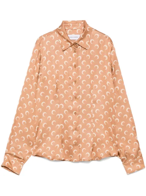 Marine Serre Crescent Moon-printed shirt Orange WSI023BCWOV0059