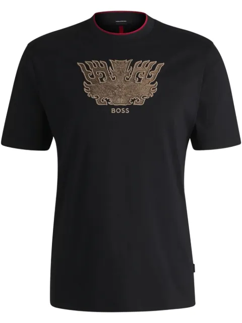 BOSS logo-embroidered T-shirt Black 50533822