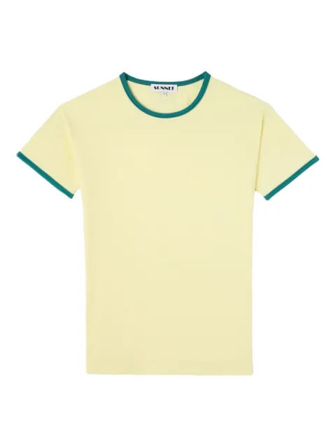 Sunnei contrast-trim T-shirt Yellow PRTWWJER009ELA0030023YELLOW