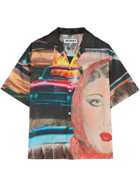 Sunnei Annemarie-print shirt Black RTWXSHR038VIS0228186
