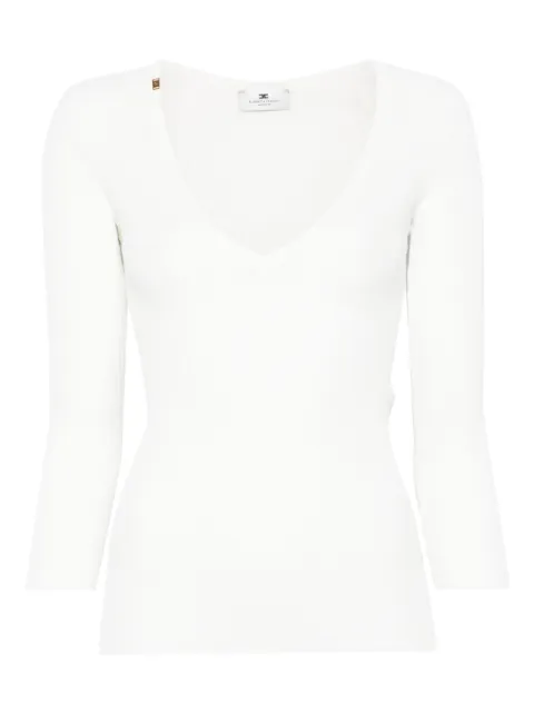 Elisabetta Franchi V-neck ribbed top White MK98T51E2