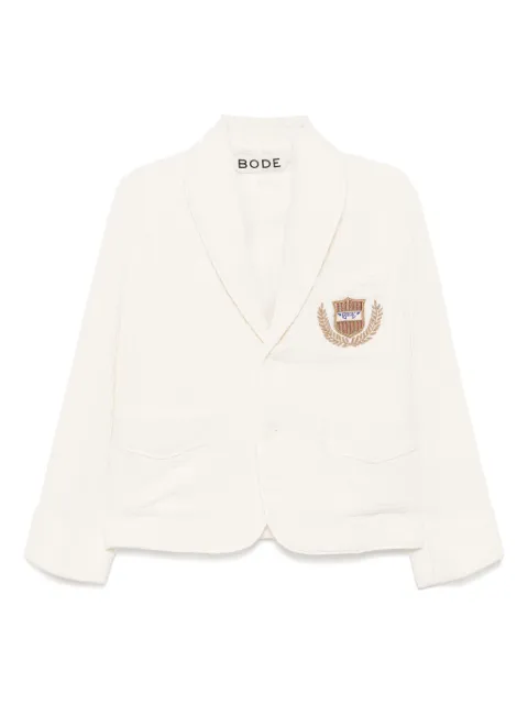 BODE embroidered logo-appliqué blazer Neutrals MRS25JA033