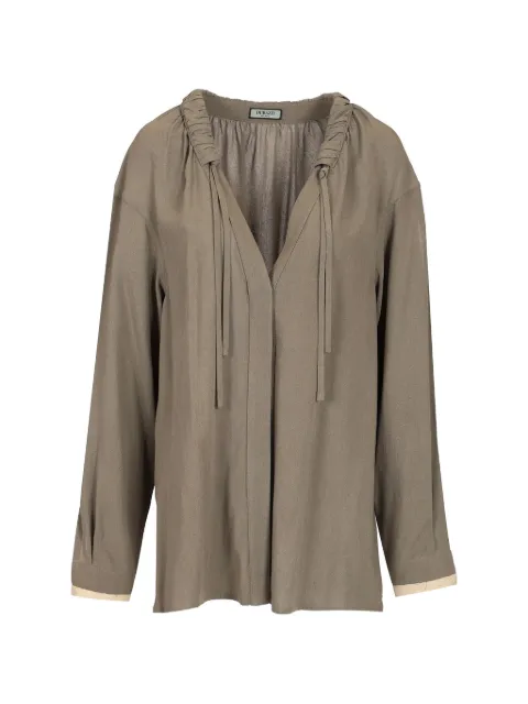 Durazzi Milano gathered-neck tie-fastening tunic Brown SS25SH07070MUS