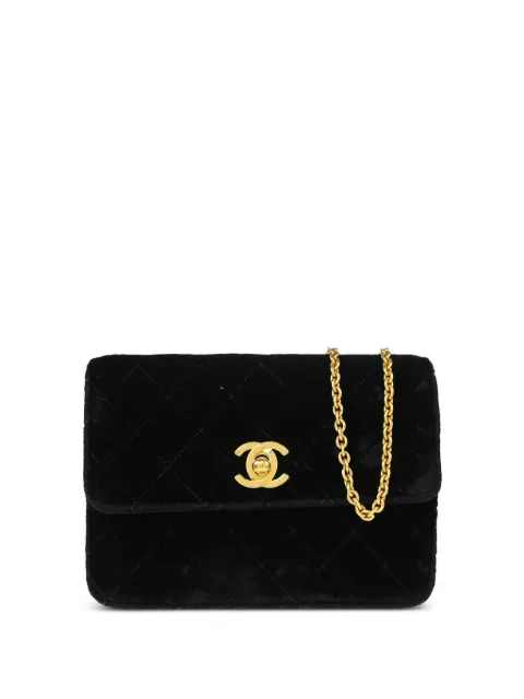 CHANEL Pre-Owned 1997 CC turn-lock velvet shoulder bag Black 4448633