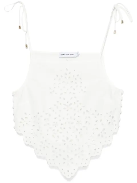 Self-Portrait cotton embroidered top White SS25138TW