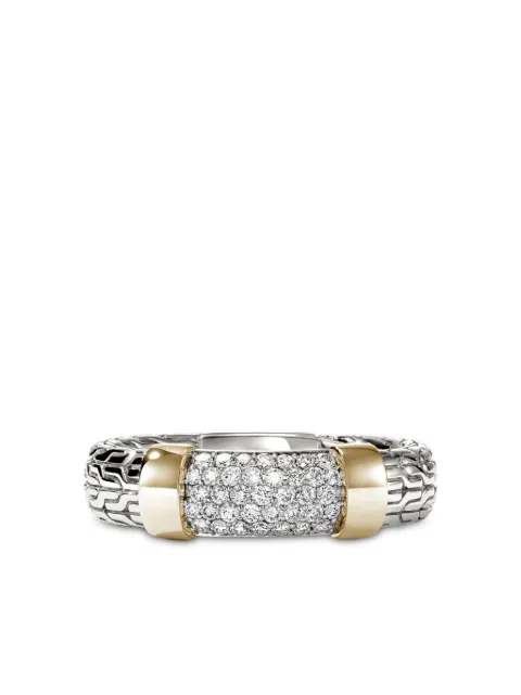 John Hardy 14K yellow gold and sterling silver diamond pavé ring Silver RZZP988702DI