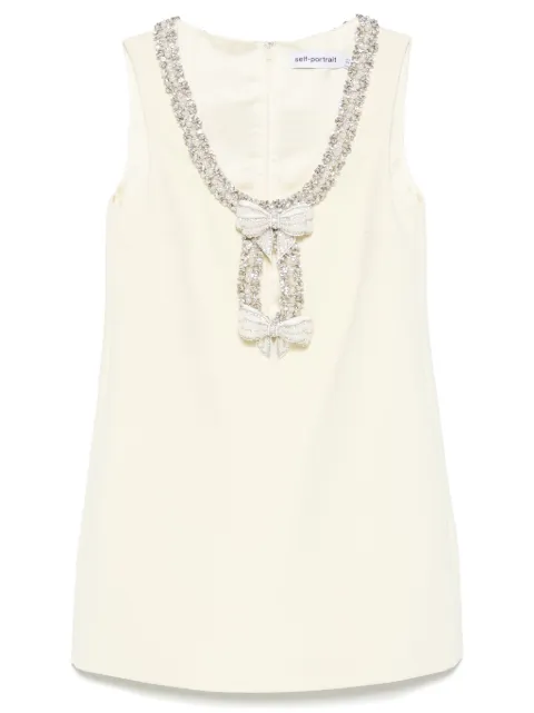 Self-Portrait crepe bow-detail mini dress Yellow SS25075SY