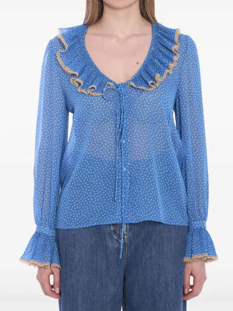Valentino Garavani polka dot-print silk blouse Blue BAB7H19B7