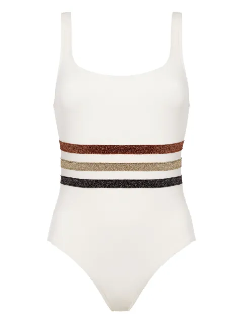 ERES Radieux striped-waistband swimsuit White 012526
