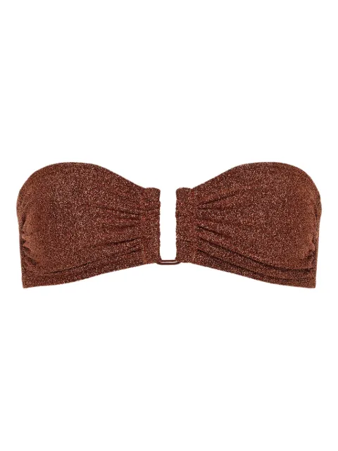 ERES Flamboyant ruched bandeau bikini top Brown 032516