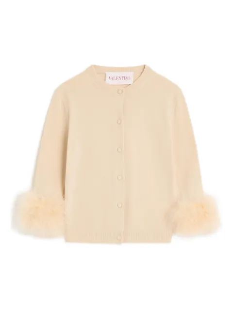 Valentino Garavani feather-cuff jacket Neutrals BKA11L9DR