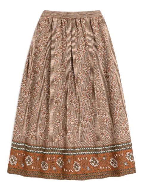 Valentino Garavani midi jacquard-pattern skirt Brown BKG05C99E