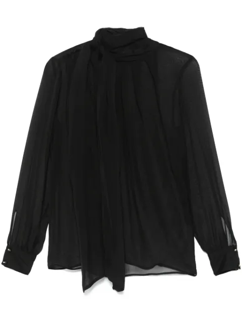 Elisabetta Franchi voile tie-neck blouse Black CAT7951E2
