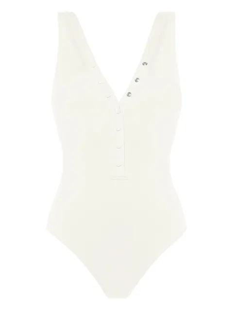 ERES Icône ribbed snap-detail swimsuit White 012427