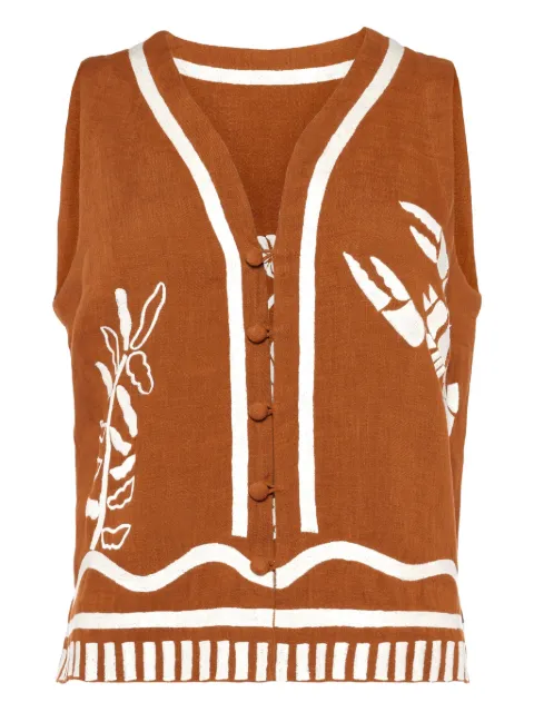 ERES Oursin embroidered sleeveless vest Brown 272521