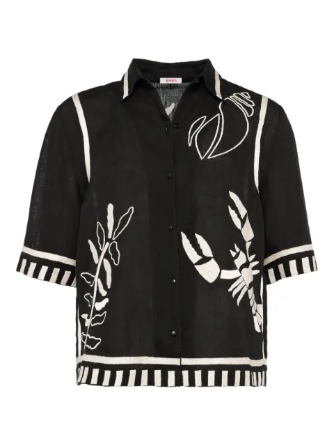 ERES Crab embroidered short-sleeve shirt Black 272520