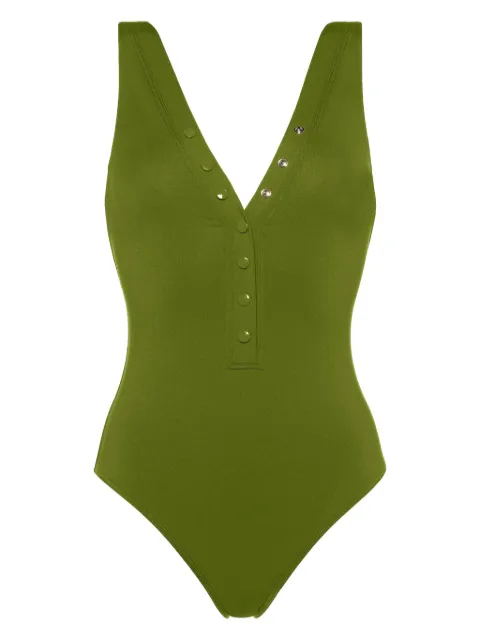ERES Icône V-neck press-stud swimsuit Green 012427