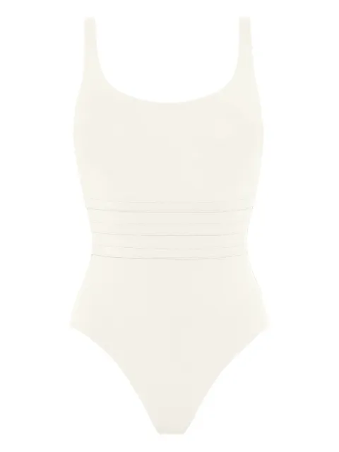 ERES Asia striped-panel swimsuit White 011401