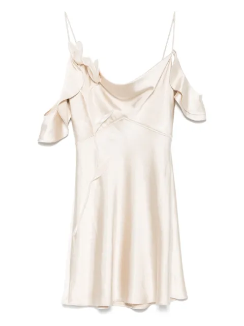Self-Portrait flower satin mini dress Neutrals SS25254SCH
