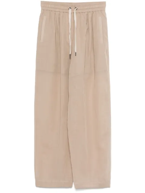 Brunello Cucinelli pleated semi-sheer trousers Brown MH911VE799C8690