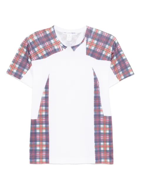 Comme Des Garçons Shirt tartan overprint T-shirt White FOT004