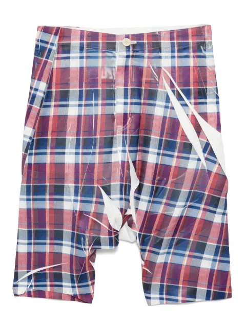 Comme Des Garçons Shirt checked twill shorts Red FOP502
